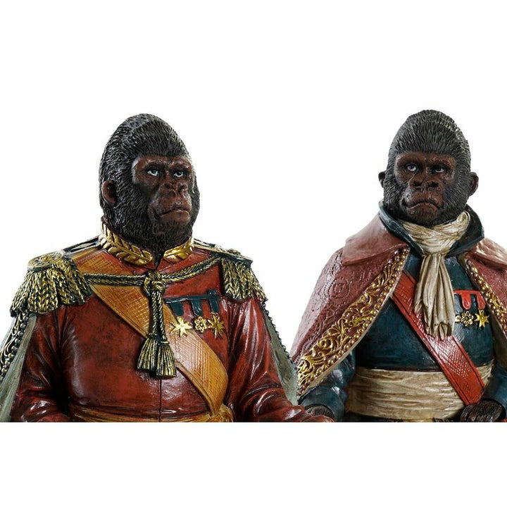 Bunte Deko-Figuren: Zwei Gorillas im Kolonialstil Uniform, braun und detailreich.