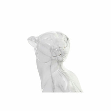 Dekorative Leopard Figur aus Harz und Marmor in Grau und Weiß.