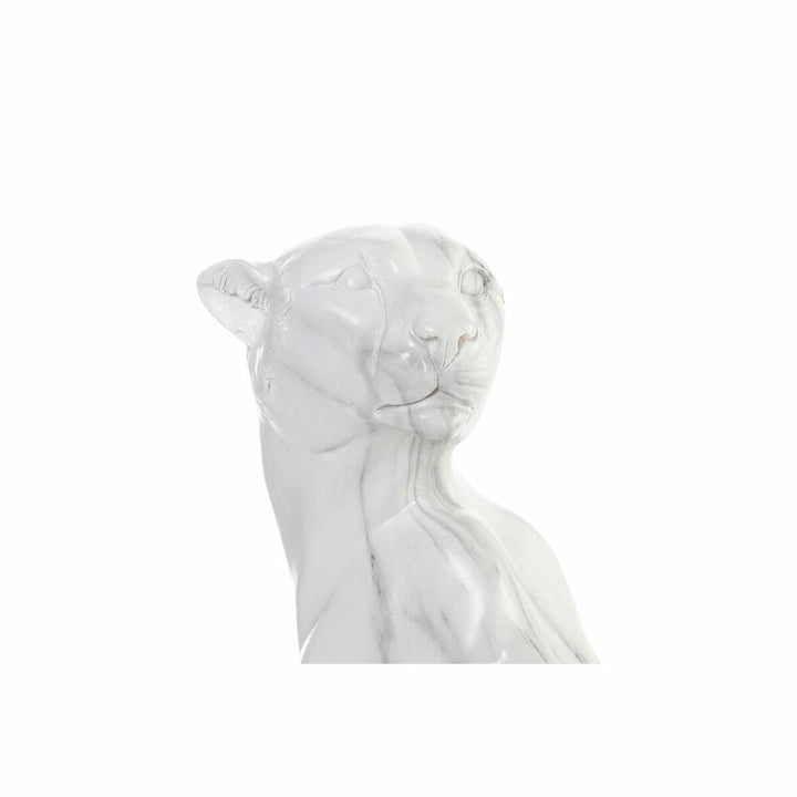 Dekorative Leopard Figur aus Harz und Marmor in Grau und Weiß.