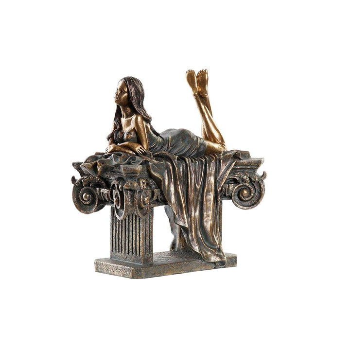 Dekorative Harz Figur einer Frau auf Säule, Kupferfarben - Homely Family Shop