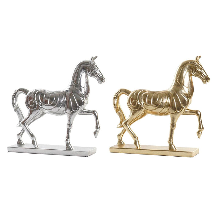 Dekorative Pferdefiguren, silberfarben und goldfarben, modernes Design für Ihr Zuhause.