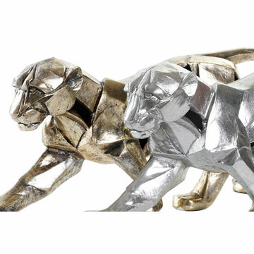 Deko-Figuren: Silberner und goldener Panther im geometrischen Design.