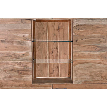DKD Home Decor Schrank aus braunem Akazienholz mit Glasböden - homely Family Shop