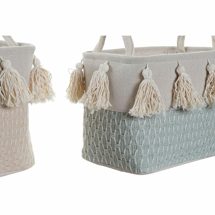 DKD Home Decor Korb-Set mit Quasten und Randbereich aus Polyester - homely Family Shop