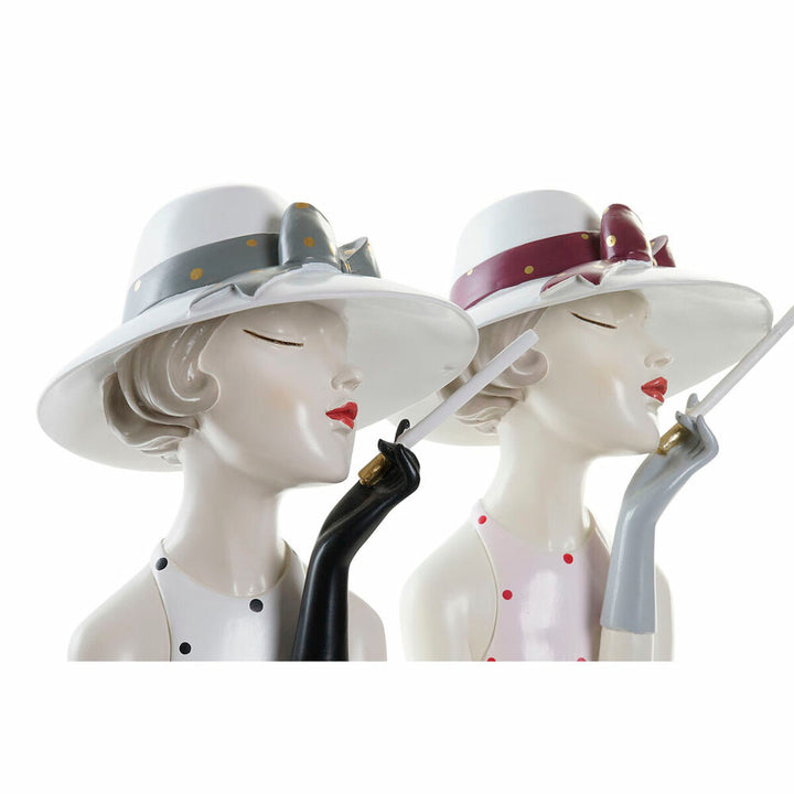 DKD Home Decor Damen Figuren, rosa und weiß, mit Hüten - homely Family Shop