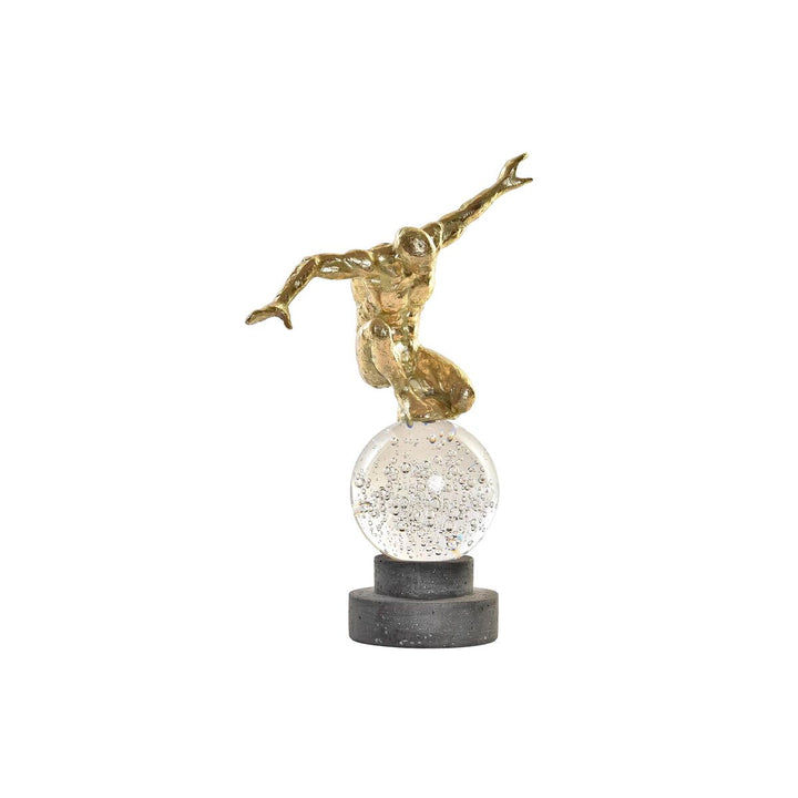 Goldene Harz Figur eines Mannes auf Kristallkugel - DKD Home Decor - homely Family Shop
