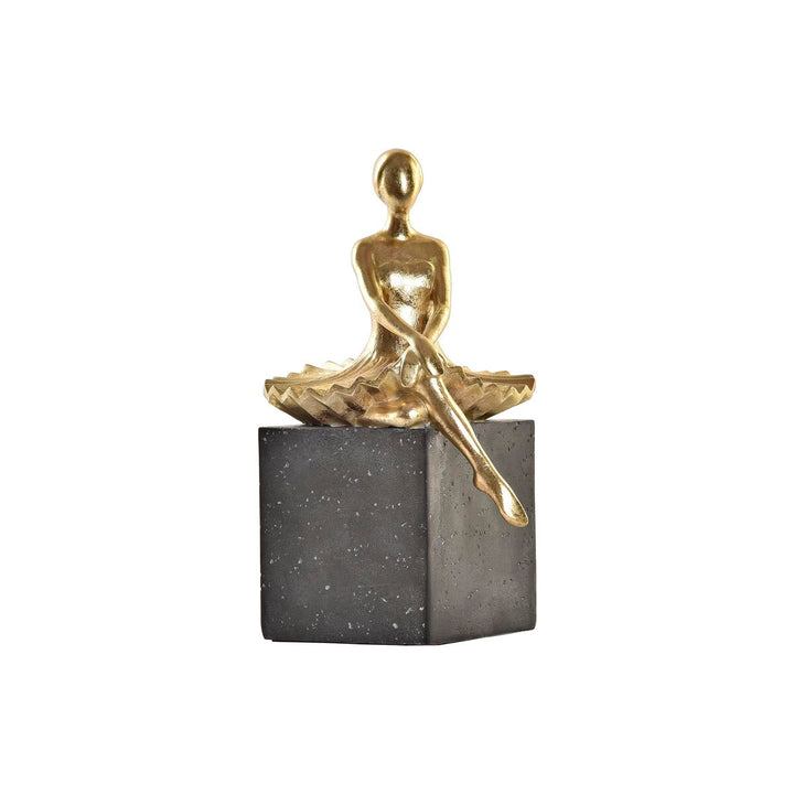 Goldene Ballett-Tänzerin Figur aus Harz auf dunklem Sockel - homely Family Shop