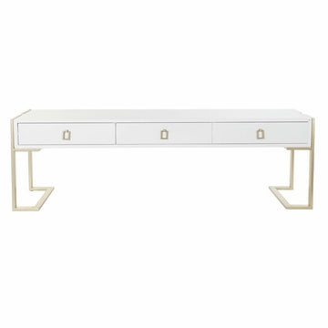 DKD Home Dekotisch: Weiß, drei Schubladen, goldene Metallbeine - homely Family Shop