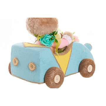 DKD Hase Deko-Figur im blauen Auto mit Knopfdetails - homely Family Shop