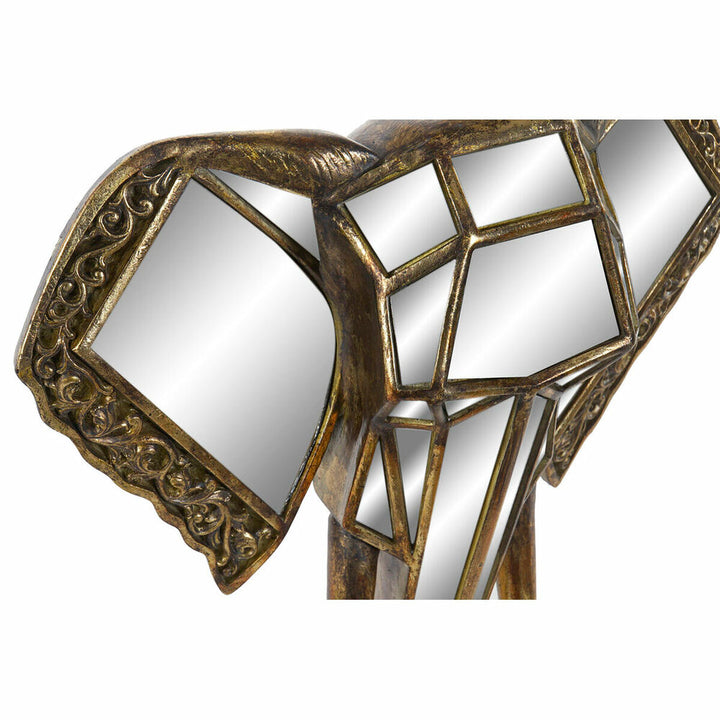 Goldener Elefant Spiegel Wanddeko. Harzrahmen mit geometrischen Spiegeln.