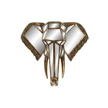Goldener Elefant Spiegel Wanddeko aus Harz mit geometrischen Facetten.