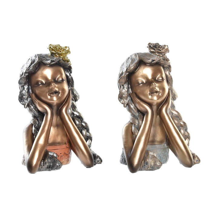DKD Home Decor Deko-Figuren, Rot & Gold, Mädchen mit Blume - homely Family Shop