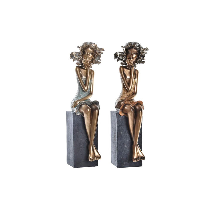 DKD Home Deko-Figuren Damen, rot, gold und türkis - Homely Family Shop