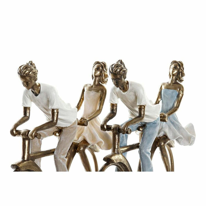 Kupfer Deko-Figur eines Ehepaars auf Fahrrädern. Romantische DKD Home Decor Figur.