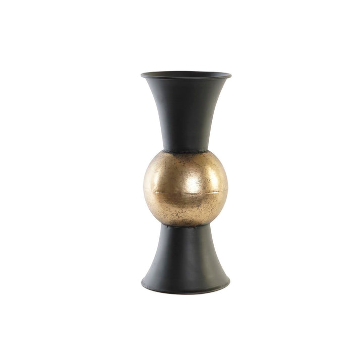Vintage Vase aus Metall in Schwarz und Kupfer mit Kugel-Design.