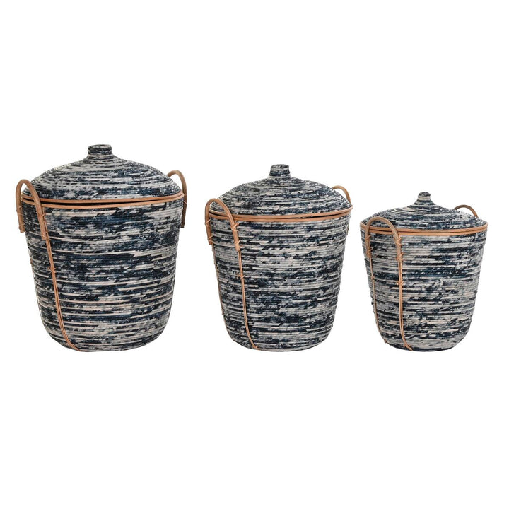 DKD Home Dekor Korb-Set aus Rattan im Boho-Stil mit Deckel - homely Family Shop