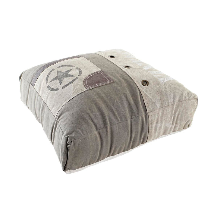 Beige braunes Boden Kissen mit Stern Dekor aus Polyester und Baumwolle im Vintage Stil.