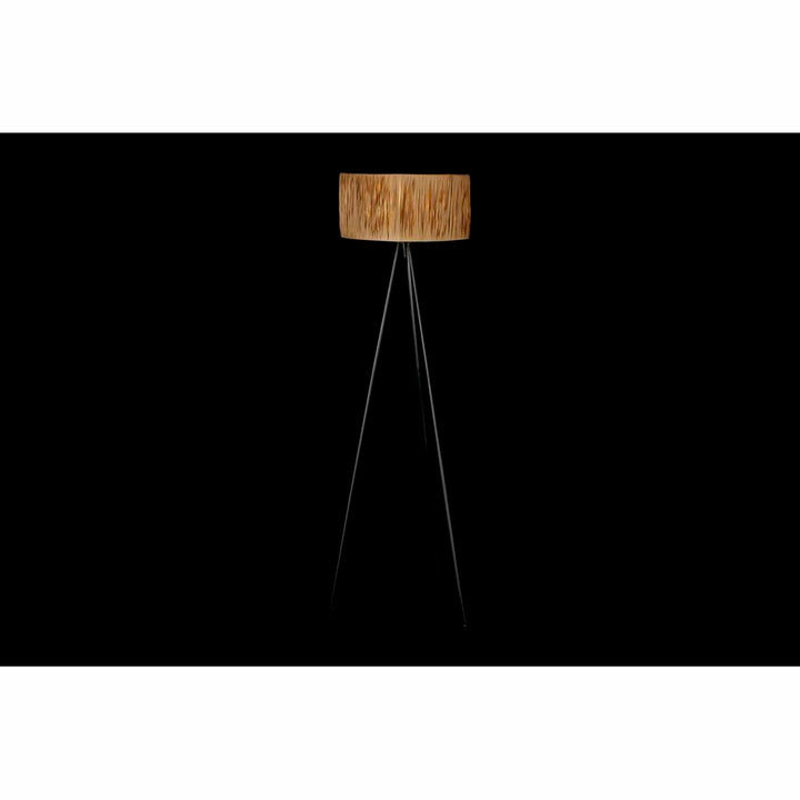 DKD Home Stehlampe mit Bast Schirm und schwarzem Metallgestell - homely Family Shop