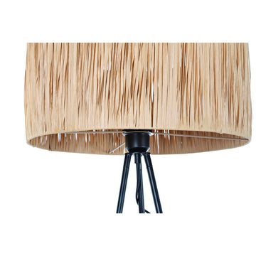 Detail der Stehlampe mit Bastschirm und Metallfuß - Homely Family Shop