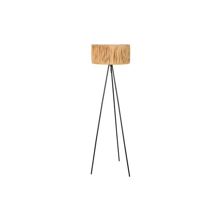 DKD Home Stehlampe mit schwarzem Metallfuß und braunem Lampenschirm - homely Family Shop