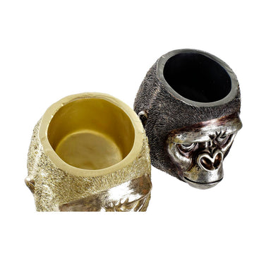 Koloniale Deko-Figuren: Gorilla-Kopf in Silber und Gold. Einzigartige Wohnaccessoires.