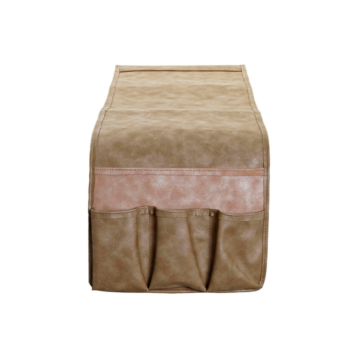 Beige/brauner Organizer aus Polyurethan mit Taschen für Heimdekor und Aufbewahrung.