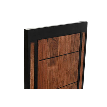 Detailaufnahme von DKD braunem Akazienholz Stuhl mit dunklem Rahmen - homely Family Shop