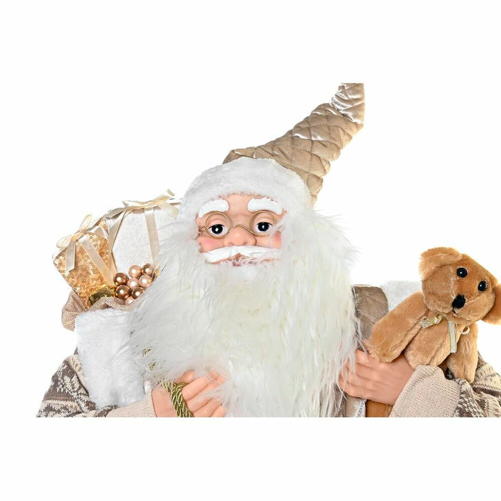 DKD Home Decor Weihnachtsmann Figur, grau, hält Teddy und Geschenke. Weihnachtsdeko!