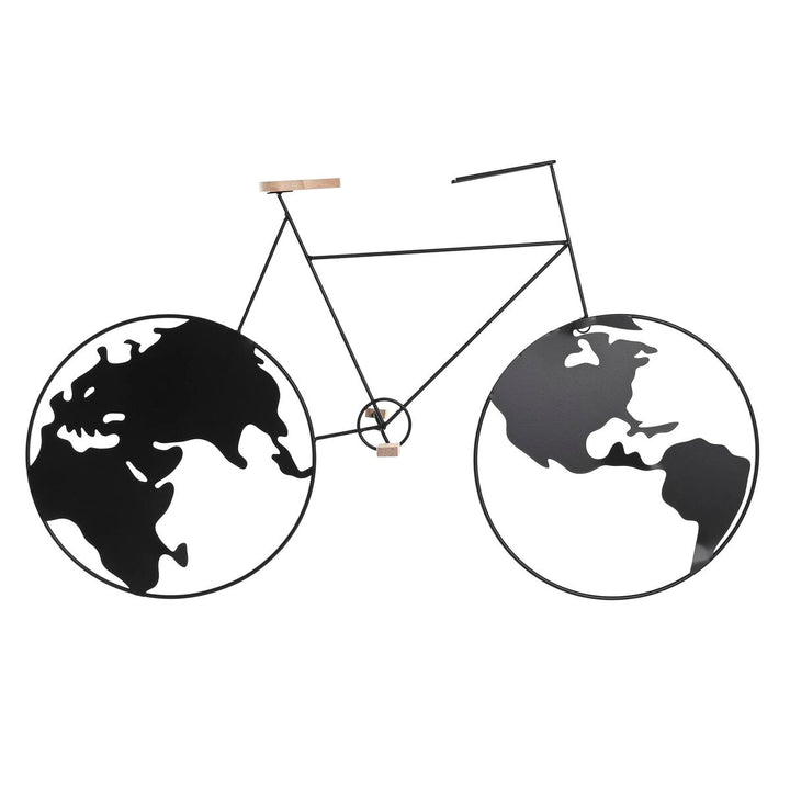 DKD Home Decor Fahrrad Wandkunst aus Metall mit Weltkugelrädern - Homely Family Shop