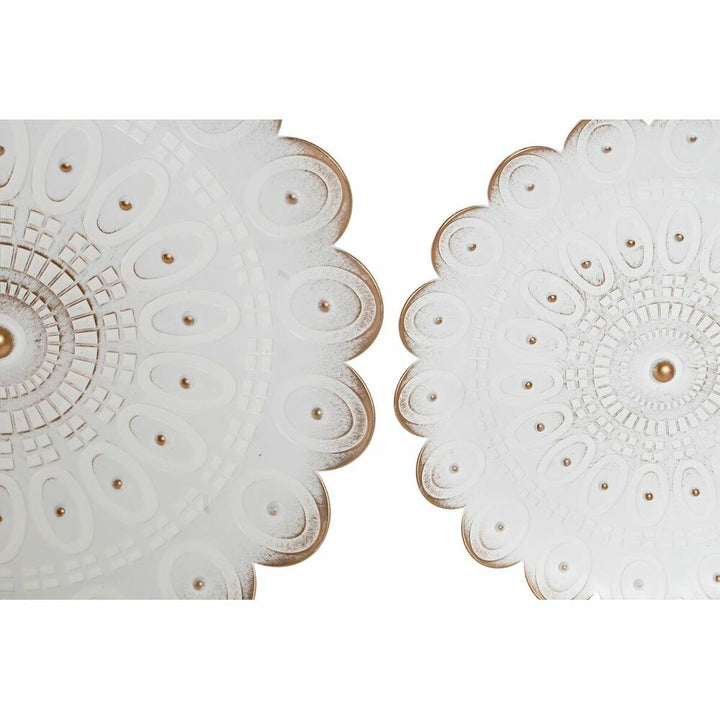 DKD Home Decor Deko-Figuren, Gold/Weiß. Moderne Decapé-Optik mit geometrischen Mustern.