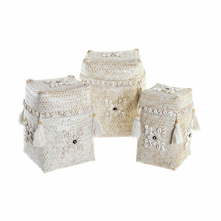 DKD Home Deko Korb-Set aus Bambus mit Muscheln und Quasten - homely Family Shop