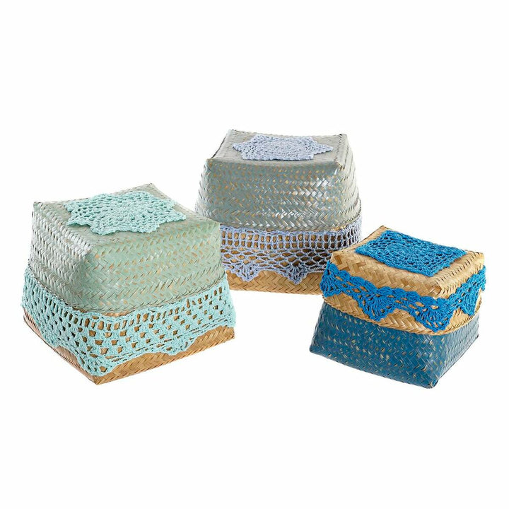 DKD Home Decor Korb-Set aus Bambus und Baumwolle mit Häkeldetails - homely Family Shop
