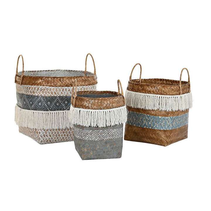 DKD Home Deko Korb Set aus Bambus mit Boho Muster und Fransen - homely Family Shop