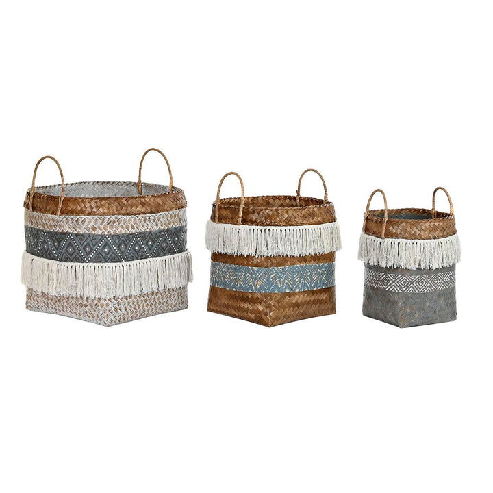 DKD Home Deko Korb-Set aus Bambus mit Fransen im Boho-Stil - homely Family Shop