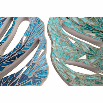 DKD Home Decor Tischdeko Pflanzenblatt Mosaik blau grün - homely Family Shop