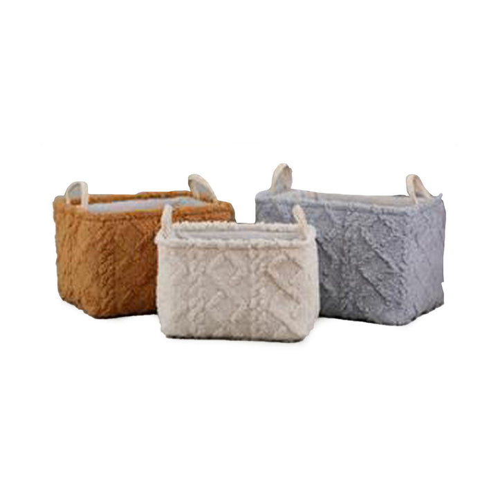 DKD Home Dekor Korb-Set aus Polyester in Braun, Creme und Grau - homely Family Shop