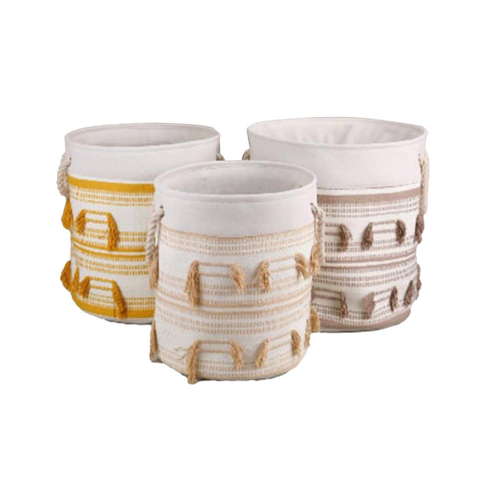 DKD Home Deko Korb-Set im Boho-Stil mit Baumwollrand - homely Family Shop