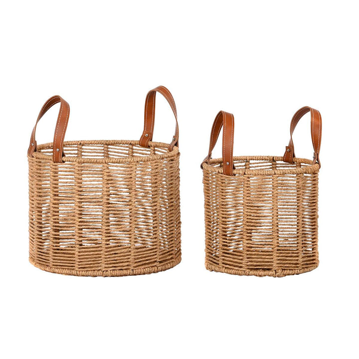 DKD Home Decor Korb-Set mit Metall-Schnur und Ledergriffen - homely Family Shop