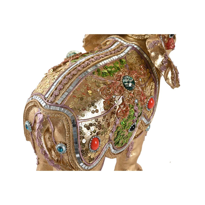 Goldener Deko-Elefant mit Pailletten und Juwelen im Kolonialstil - Homely Family Shop