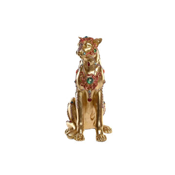 Goldener Leopard Deko-Figur aus Harz mit bunten Akzenten. Kolonial Stil.