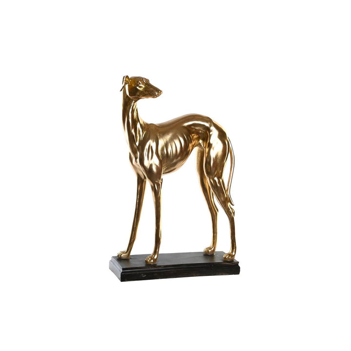 Goldener Hunde Deko-Figur auf schwarzem Sockel. Elegante Dekoration für Zuhause.