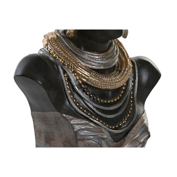 Afrikanische Deko-Figur, Kolonialstil. Schwarze Büste mit detailreichen, goldenen Halsketten.