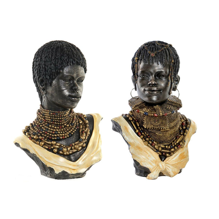 DKD Home Decor Afrikanerin Figurinen mit Halsketten - Homely Family Shop