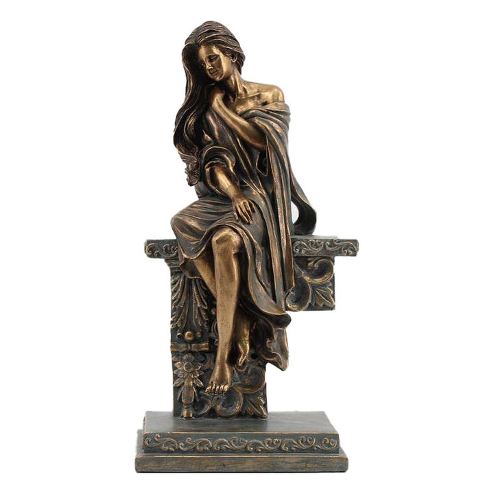 Kupferfarbene DKD Home Decor Dekofigur einer sitzenden Dame - homely Family Shop