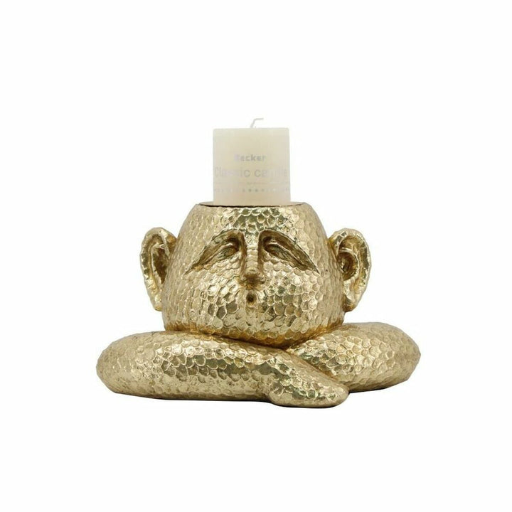 Goldene Harz Kerzenschale im Buddha-Stil, DKD Home Decor. Dekorative Kerzenhalter mit Textur.