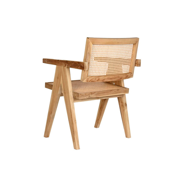 DKD Esszimmerstuhl aus Teakholz und Rattan mit Armlehnen - homely Family Shop