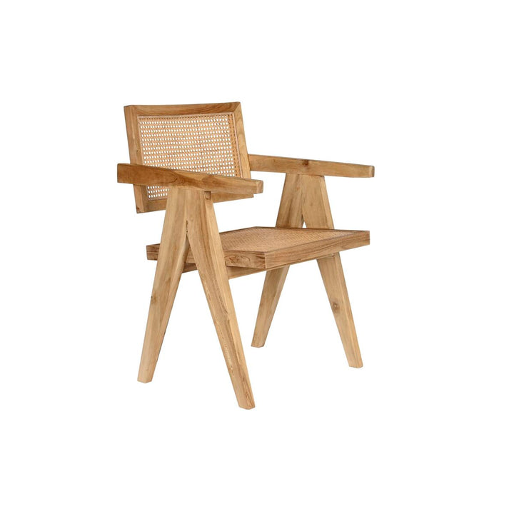 DKD Esszimmerstuhl aus Teakholz und Rattan im natürlichem Design - homely Family Shop