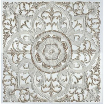 Weiße MDF Wanddekoration mit Mandala und Holz Details - Homely Family Shop