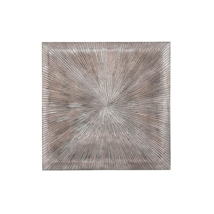 Moderne silberfarbene 3D Wanddekoration mit radialem Muster - homely Family Shop