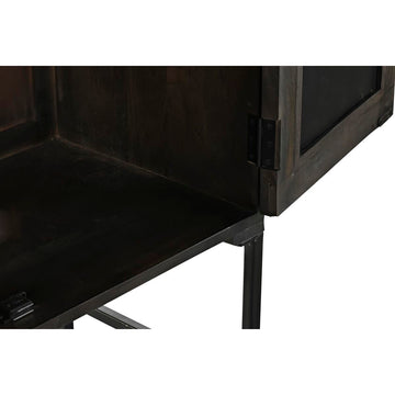 Detailaufnahme Anrichte aus Mango-Holz, braun-schwarzes Sideboard - homely Family Shop